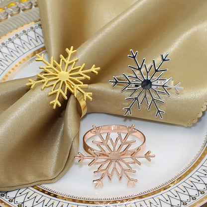 6 Set Silver & Gold Snowflakes Rings de serviette