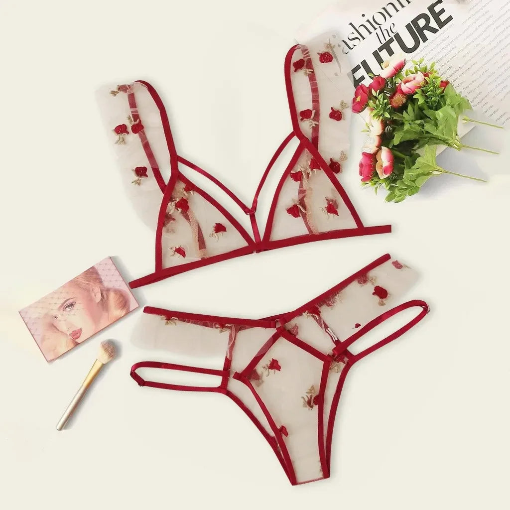 Ensemble de soutien-gorge de tanga et de dentelle mignon