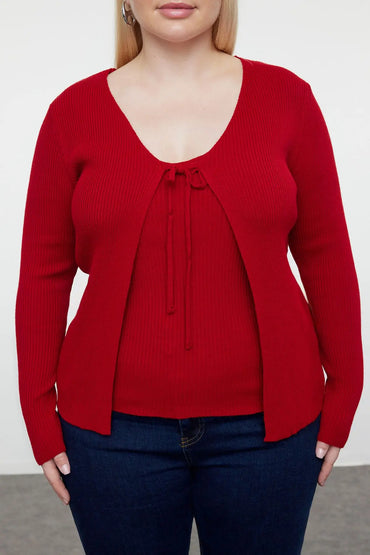 Cardigan en tricot rouge