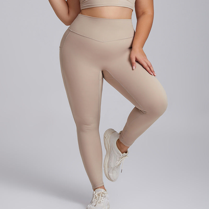 Pantalon de yoga de fitness à tête haute avec des poches