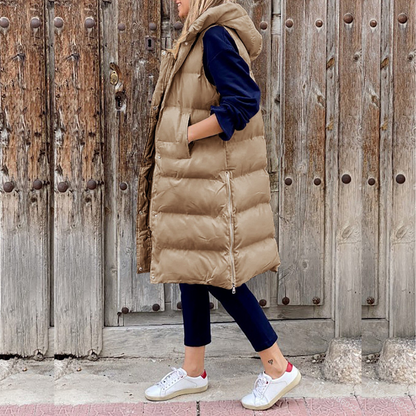 Manteau sans manches avec capuche