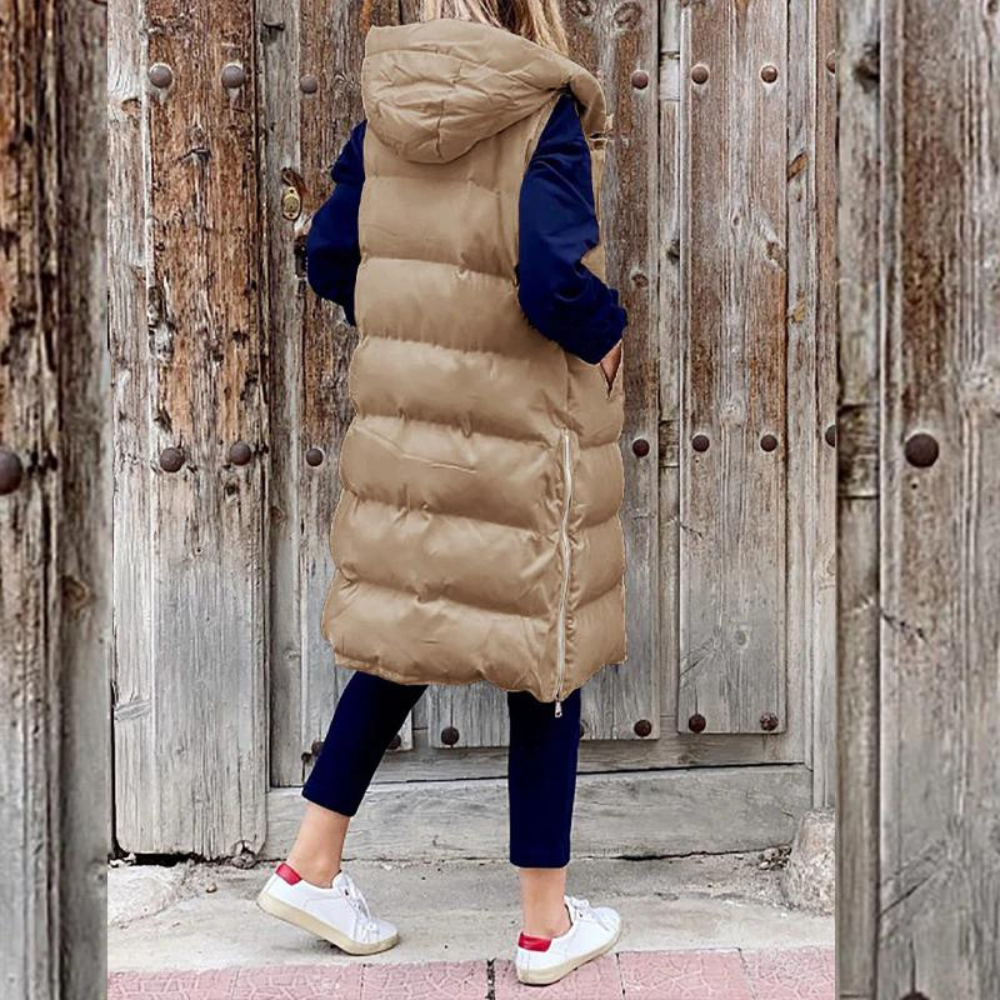 Manteau sans manches avec capuche