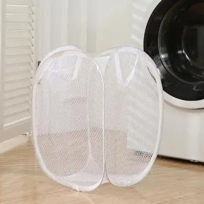 Panier à linge pliable en tissu réseau avec poignées