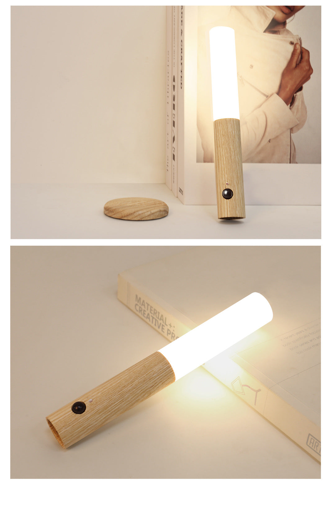 Lumière murale en bois magnétique et rechargeable