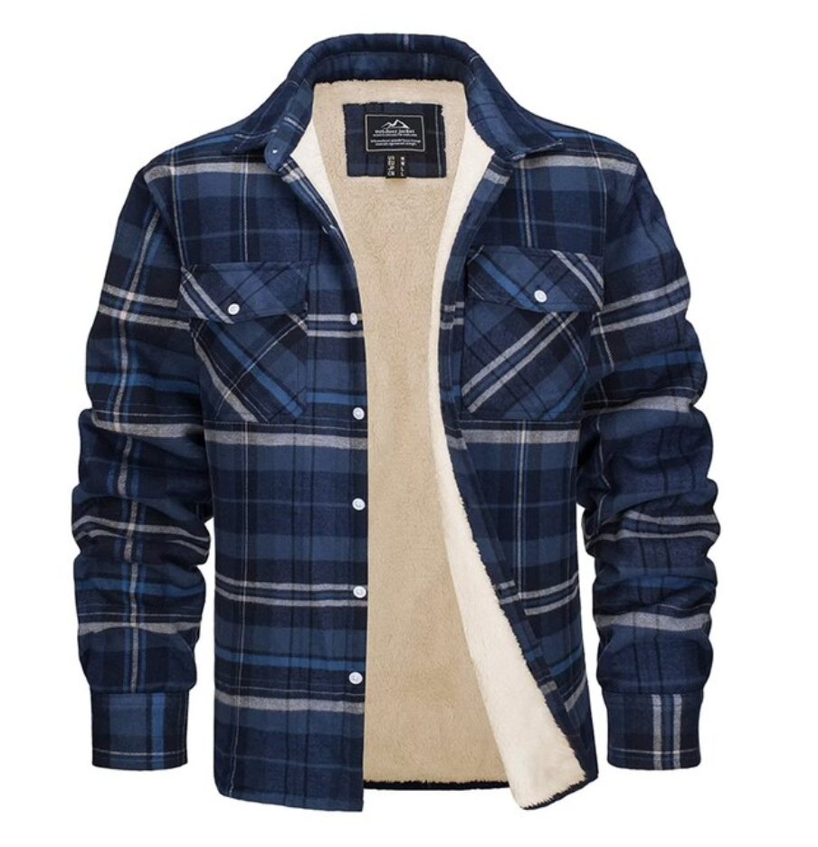 Veste de chemise en molleton masculin en flanelle à carreaux