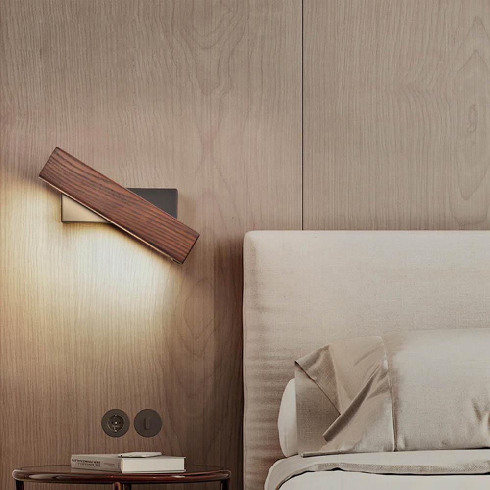 Lampe murale à LED rotative en bois