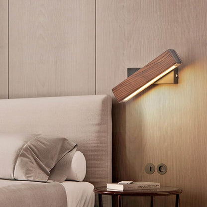 Lampe murale à LED rotative en bois