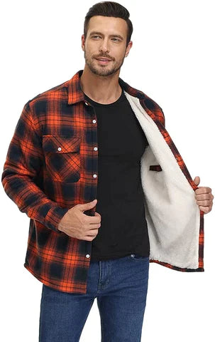 Veste de chemise en molleton masculin en flanelle à carreaux